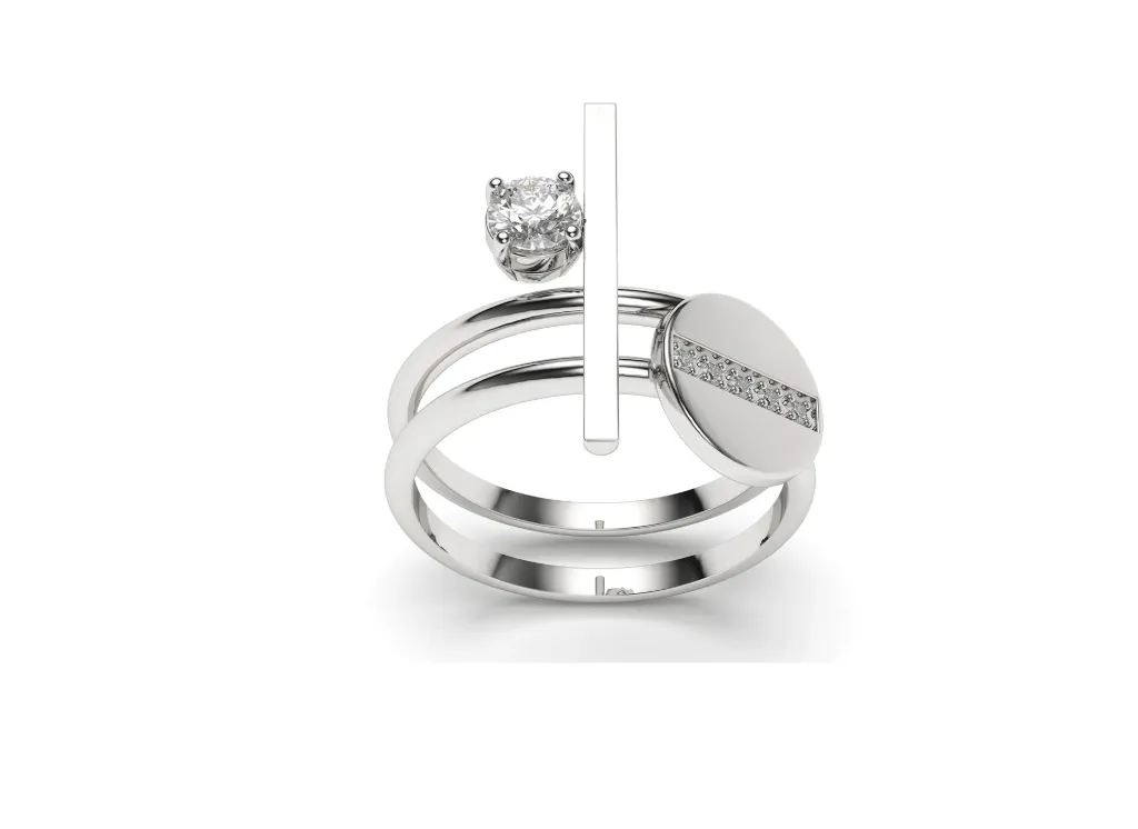 LUMIVORA – A radiant ring uniting geometry and sparkle - VR87843 (White)