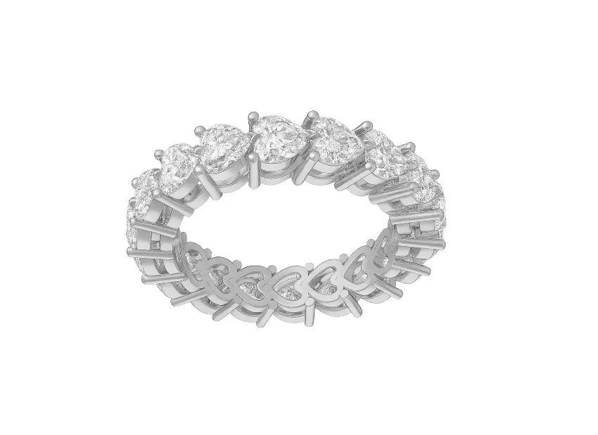 ECLIPTA - 0.50 ct each Heart shaped single line diamond eternity band ring