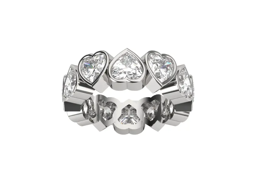 ECLIPTA - 0.50 ct each Heart shaped diamond eternity band ring