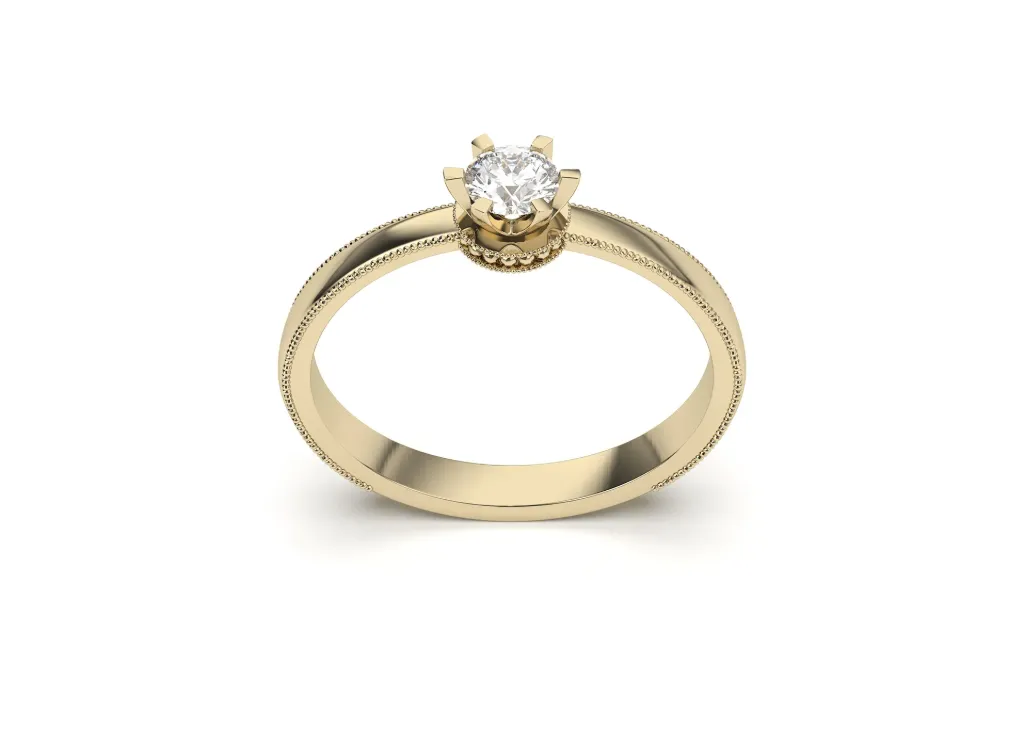 A solitaire ring with milgrain - VR87747