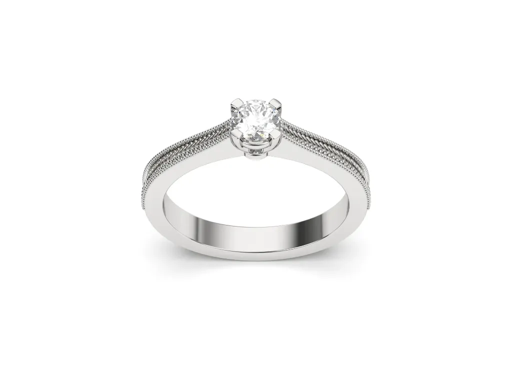 A solitaire ring with intricately braided shank- VR87748 (White)