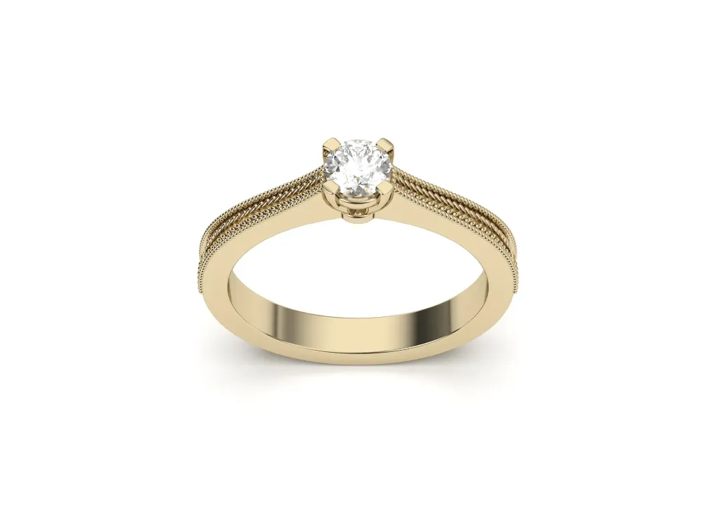 A solitaire ring with intricately braided shank- VR87748