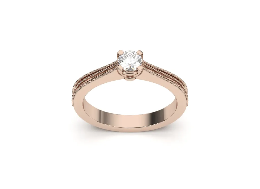 A solitaire ring with intricately braided shank- VR87748