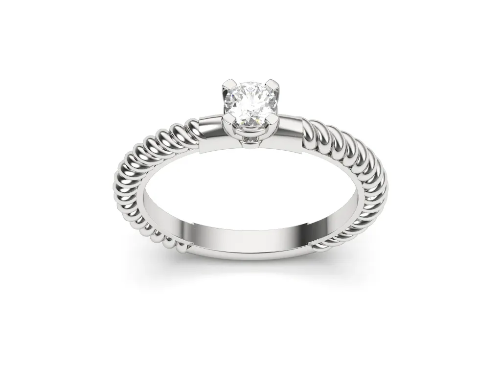 A solitaire ring with a smooth tapered band - VR87749 (White)