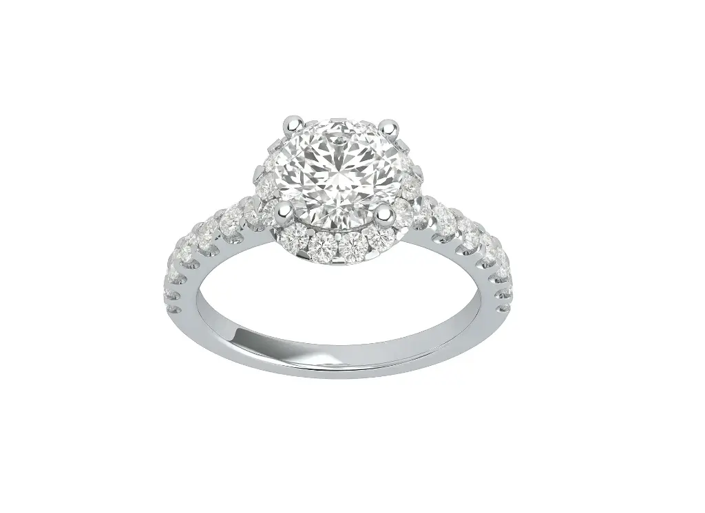 SOLMERA — Round center diamond ring with a round diamond halo