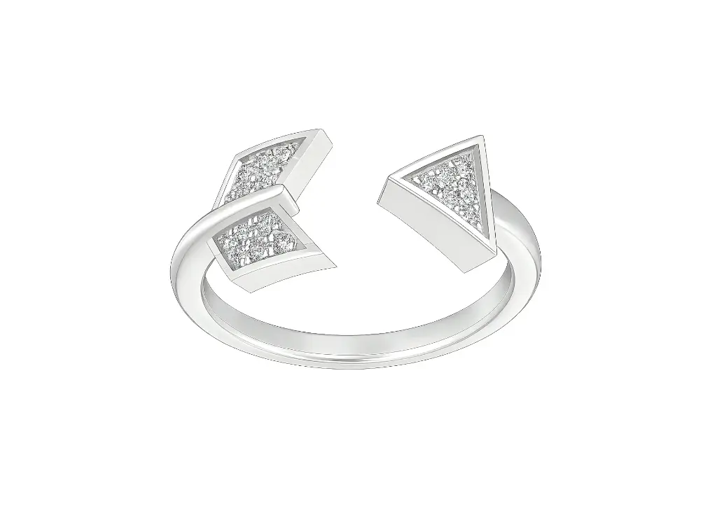 VERTA - Diamond-studded arrowhead motif ring