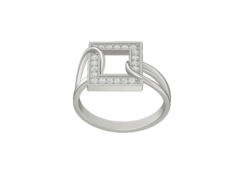 FRAME - Diamond halo frame ring set atop a bypass band