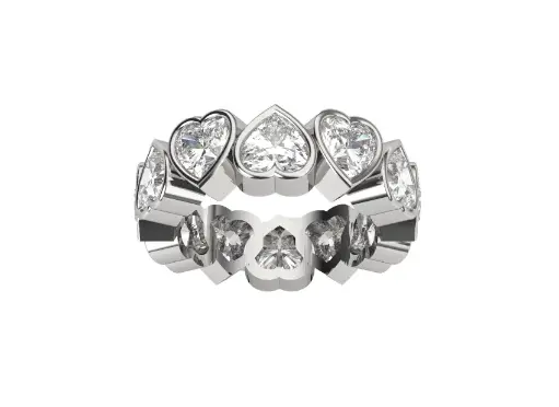 ECLIPTA - 0.50 ct each Heart shaped diamond eternity band ring
