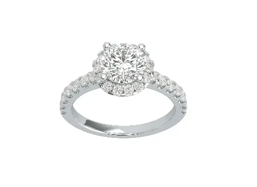 SOLMERA — Round center diamond ring with a round diamond halo