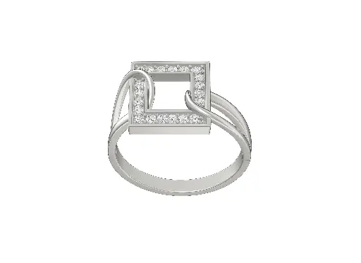 FRAME - Diamond halo frame ring set atop a bypass band