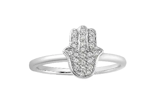 EZRAH - Diamond-studded Hamsa motif ring