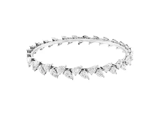 PETRALIA - single line pear-shaped diamond eternity bangle with openable lock