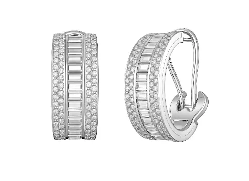 LUSTRA — Bugget and round diamond Huggie earrings
