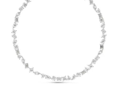 FACETRA - A single line diverse diamond cut necklace